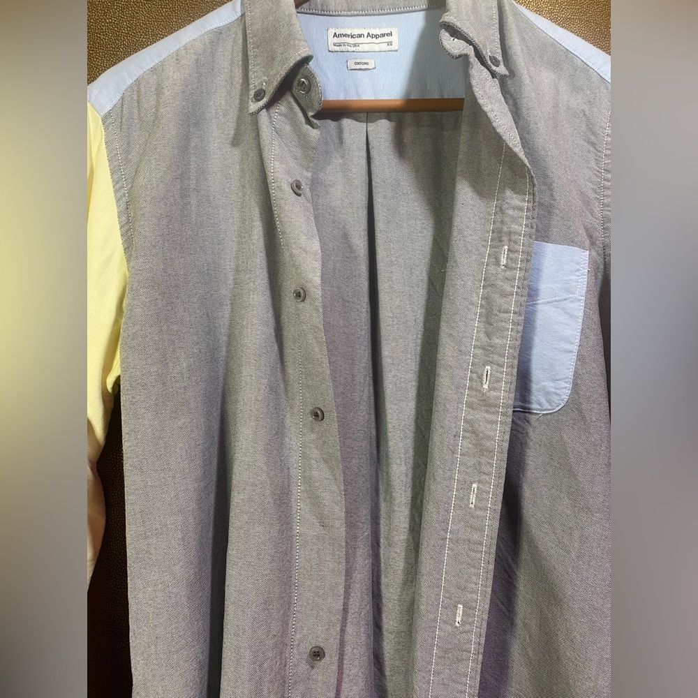 Vintage American Apparel Oxford Colorblock Shirt XS - Y2K/90s Preppy Unisex - Picture 7 of 12